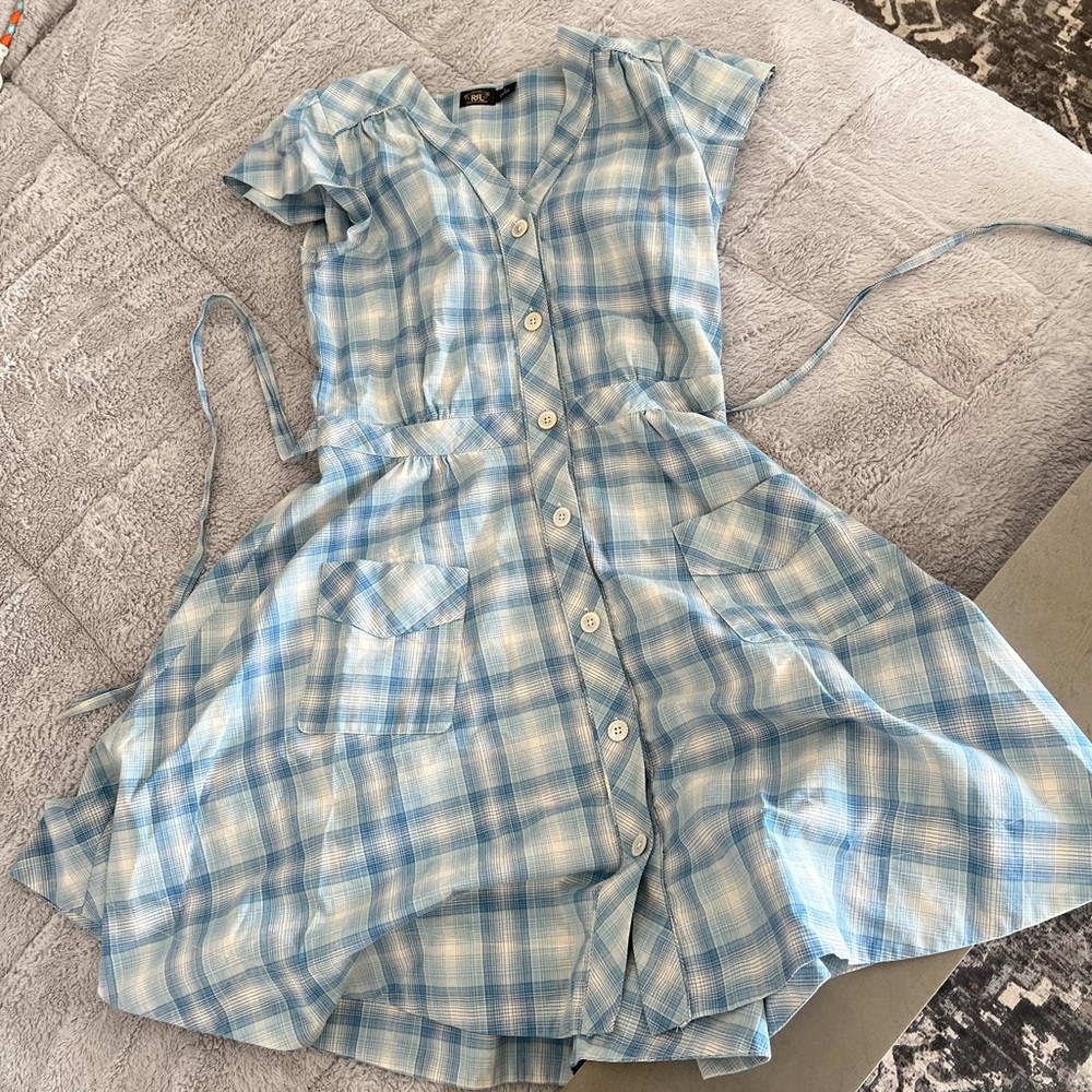 Ralph Lauren Double RL Blue Plaid French dress